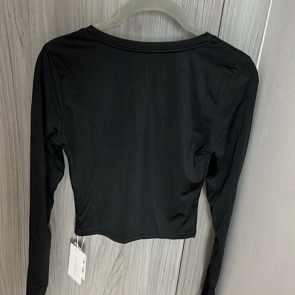 NWT MINIMALIST slinky black cropped long sleeve top by COMMENSE S - Picture 5 of 7